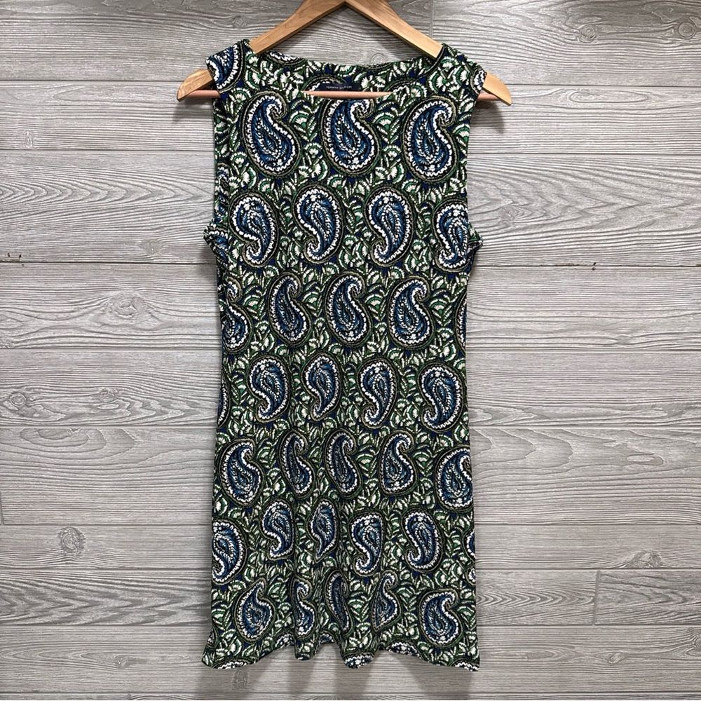 Tommy Hilfiger Paisley Shift Dress Womens 10 Retro Preppy Office Teacher Pockets